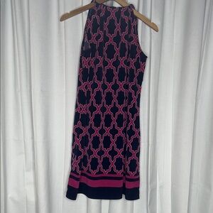 Crown & Ivy Blue and Pink Patterned Midi Dress